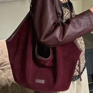 Women Autumn New Fashion Softshell Suede Leather Totes Handbag Vintage Large Capacity Shoulder Bag Casual Underarm Shopping Bags