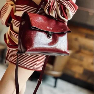 British Female Genuine Leather Buckle Handbag Soft Single Strap Flap Bag Solid Color Cowhide Rectangle Zipper Shoulder Bags