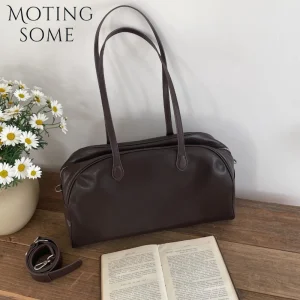 MOTINGSOME Bowling Bag Luxury Genuine Leather Woman Bags Underarm Shoulder Oversized Casual Tote 43cm Shopper Handbag 2026 New